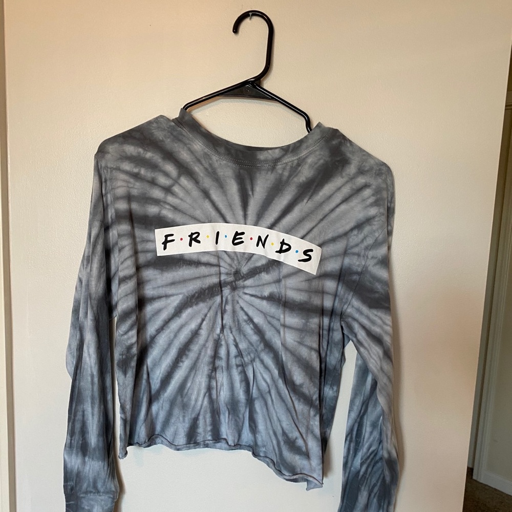 Gray tie-dye friends shirt